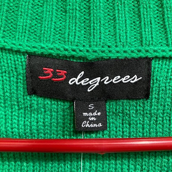 33 Degrees Women's Small Green Loop Christmas Festive Graphic Cardigan Sweater - Picture 5 of 12